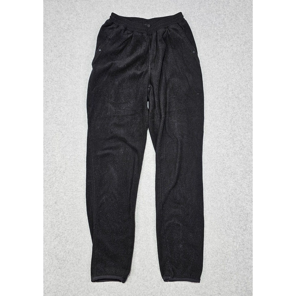 Vintage Womens Patagonia Pants Med Black Spell Out Fleece Joggers Sweatpants 90s